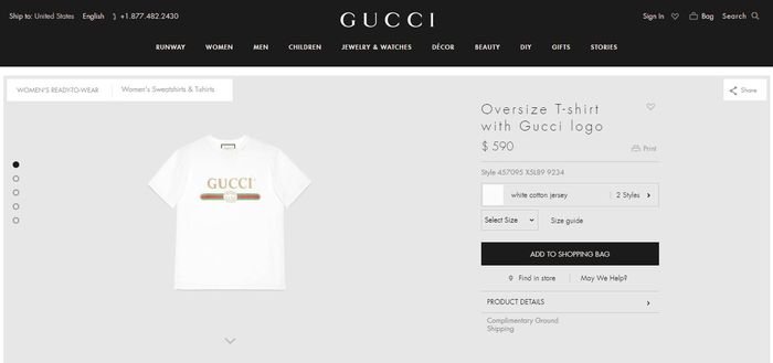 Kaus oblong Gucci