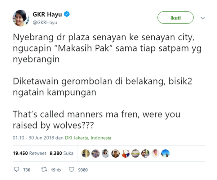 Tweet GKR Hayu di Twitter