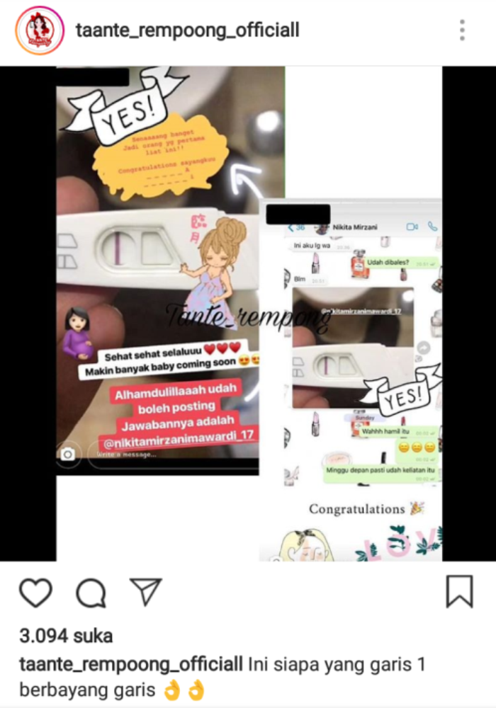 Kabar kehamilan Niki beredar di akun gosip