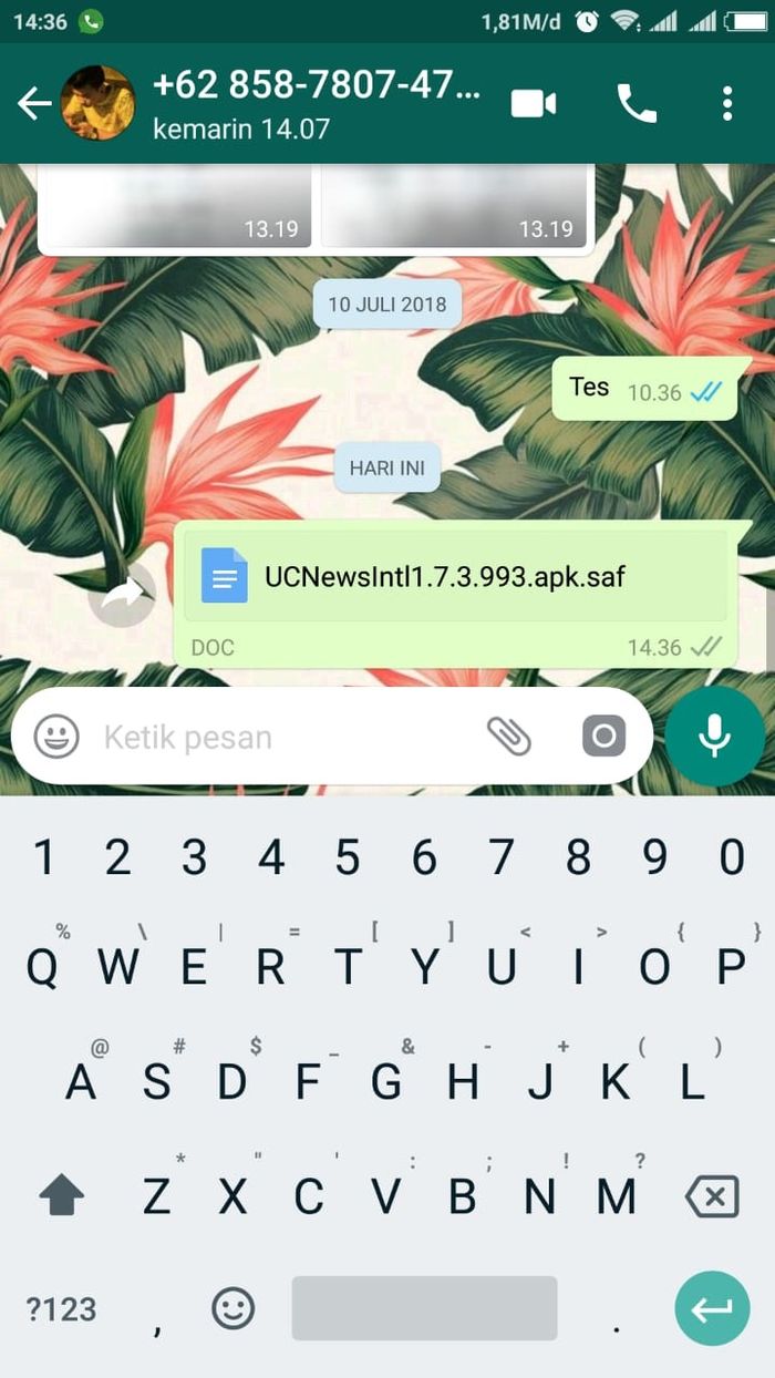 Mengirim aplikasi melalui WhatsApp