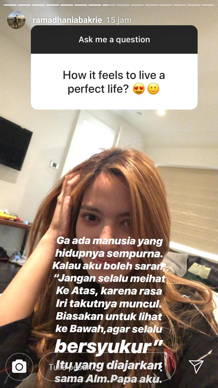 Unggahan Nia Ramadhani di instagram story.