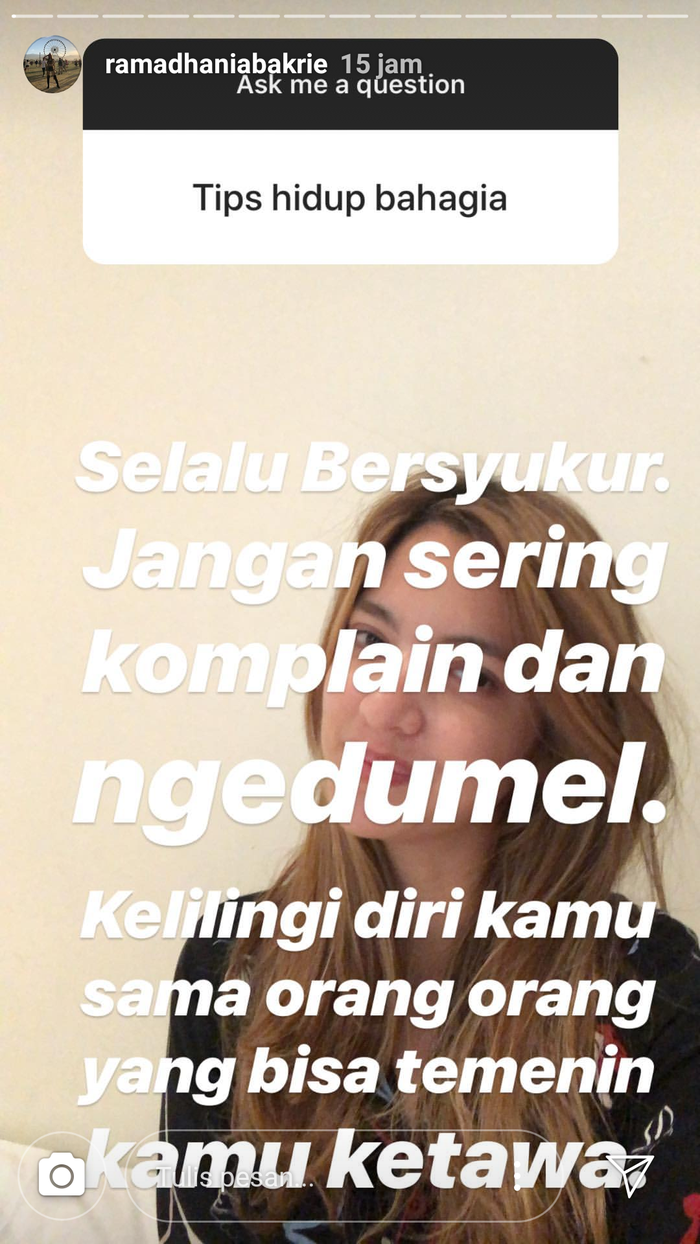 Unggahan Nia Ramadhani di instagram story.