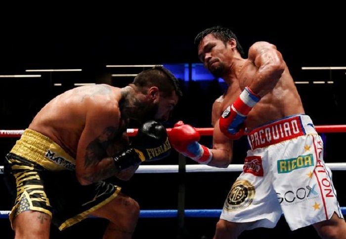 Pacman menang KO atas Lucas Matthysse.