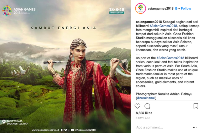 Terinspirasi dengan beberapa budaya di Asia Selatan dengan model membawa stick golf sebagai representasi dari olahraga Golf. Latar belakang wisata Indonesia, Tana Toraja, Sulawesi Selatan.