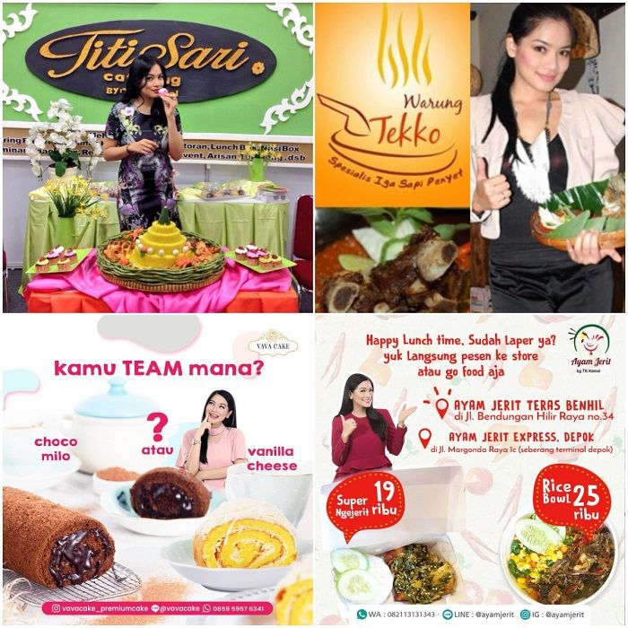 Bisnis kuliner TIti Kamal - Titisari Catering, Warung Tekko, VavaCake, Ayam Jerit