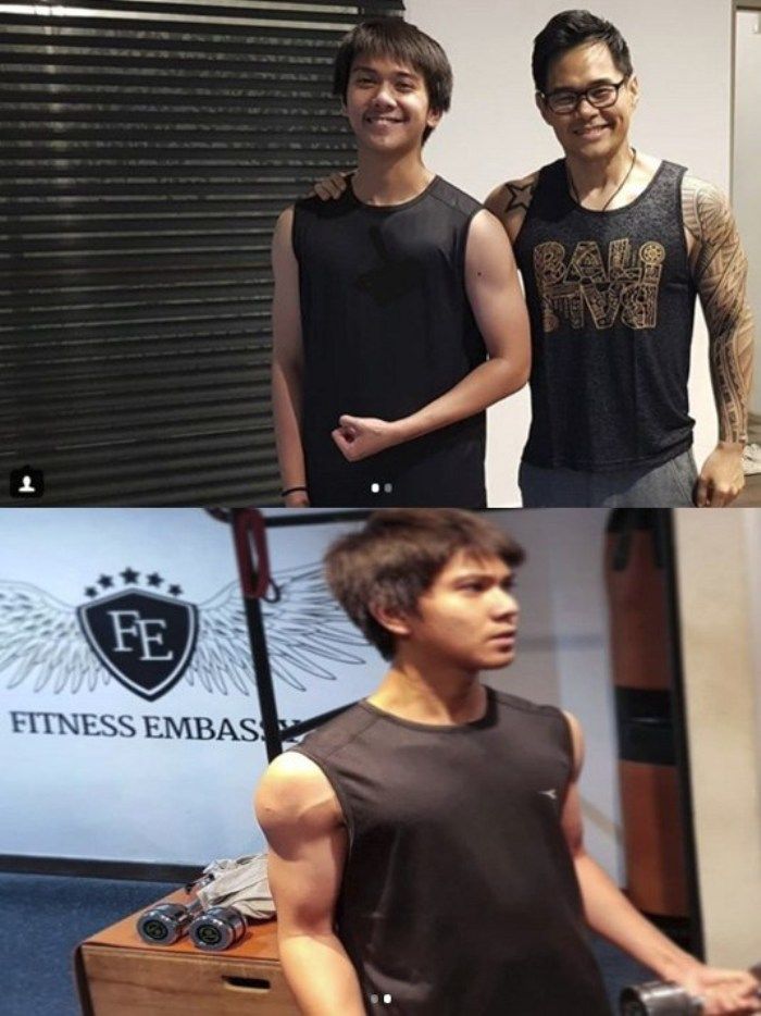 Iqbaal Ramadhan dan instruktur fitnes