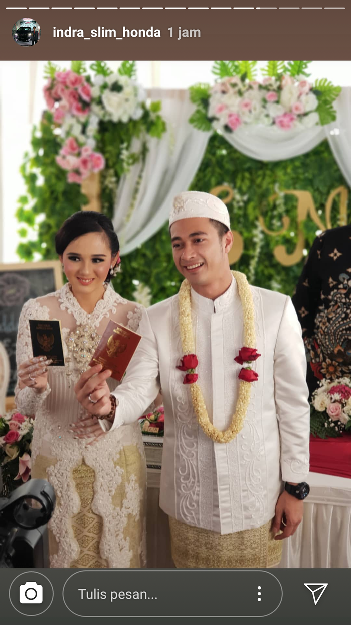 Unggahan akun instagram @indra_slim_honda, terlihat Eza dan kekasih telah melangsungkan pernikahan.