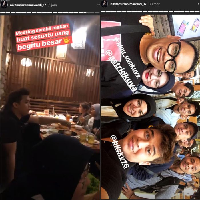 Billy bersama Nikita Mirzani, Uya Kuya, dan rekannya sedang makan bersama