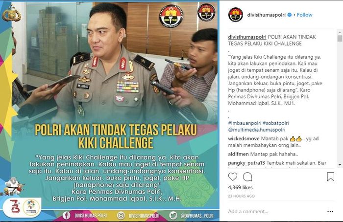 Unggahan Divisi Humas Polri