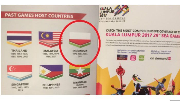 insiden bendera Indonesia terbalik dalam buku panduan SEA Games Malaysia 2017