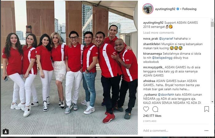 Unggahan Ayu Ting Ting di Instagram.
