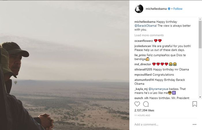 Ucapan manis Michelle Obama untuk ulang tahun suaminya