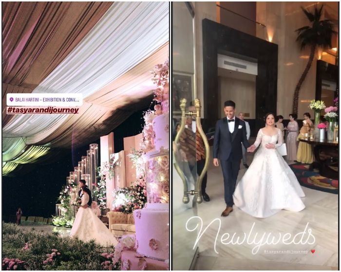 Penampilan Tasya Kamila saat resepsi pernikahan.