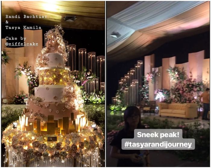 Kue pernikahan di resepsi pernikahan Tasya Kamila.