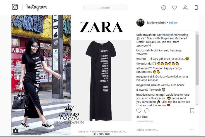 Harga slit dress yang dikenakan oleh Syahrini - instagram.com/fashionsyahrini