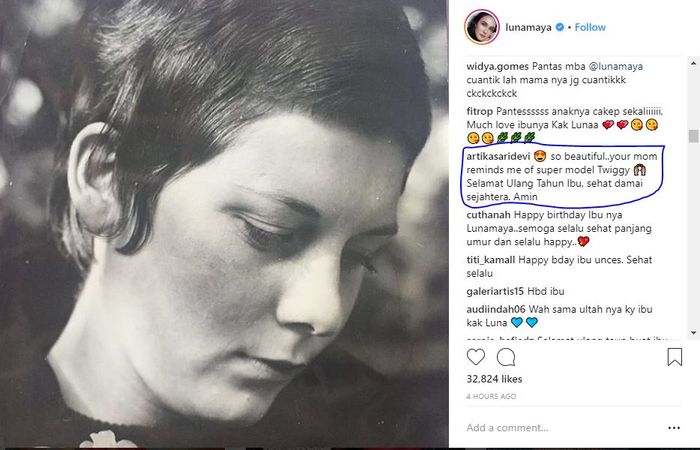 Artika Sari Devi sebut Ibunda Luna Maya mirip Twiggy