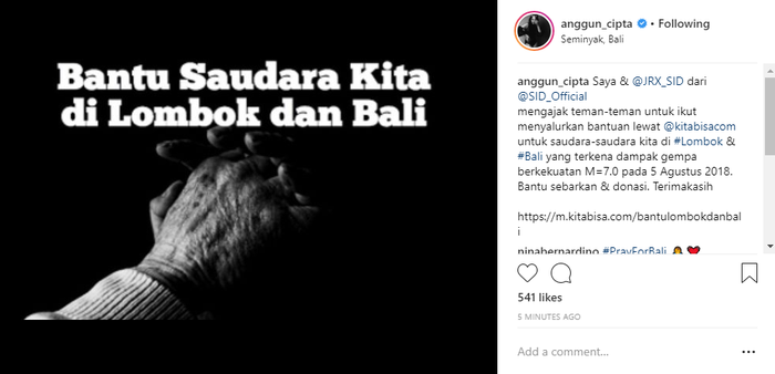 Unggahan Anggun C Sasmi