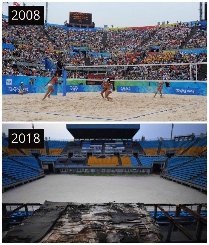 Stadion voli yang dulunya megah kini terbengkalai dan penuh karat