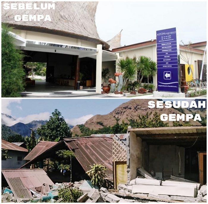 Keadaan Sebelum dan Sesudah gempa melanda di Gili Trawangan