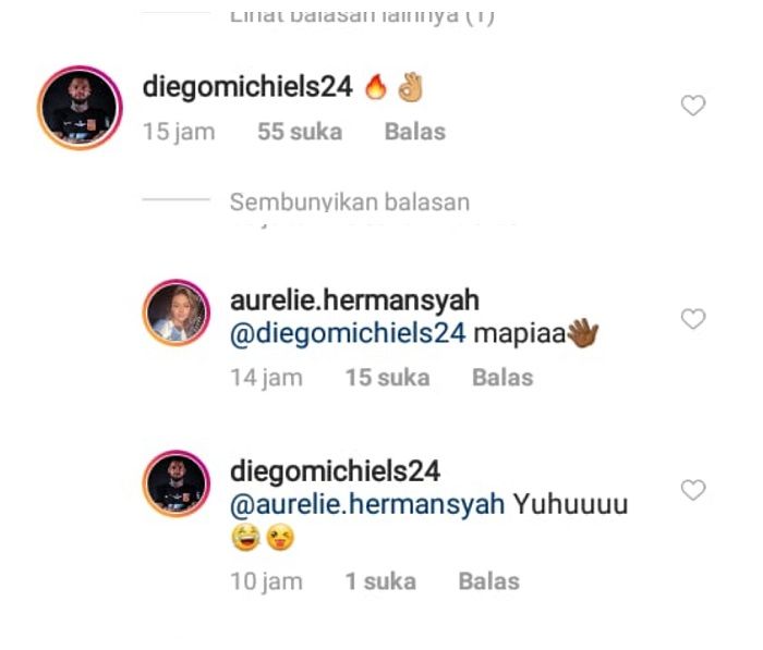 Komentar Diego Michiels yang dibalas Aurel Hermansyah - instagram/aurelhermansyah