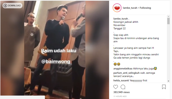 Baim Wong bocorkan tanggal pernikahan.