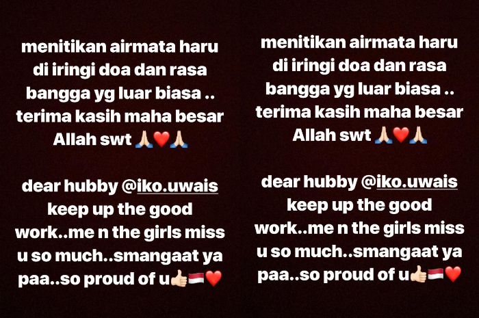 Ungkapan rasa haru Audy Item
 