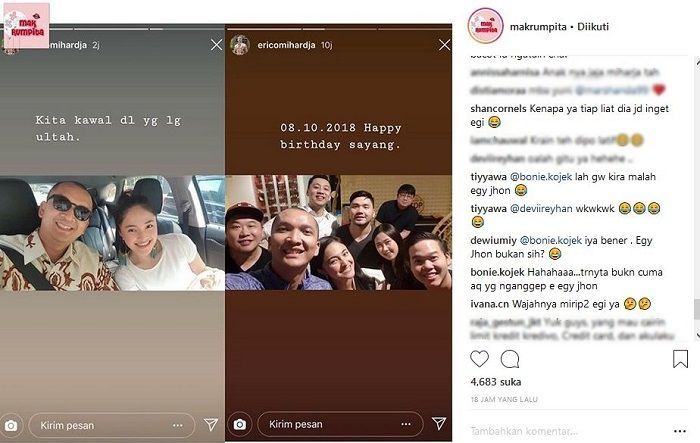 Unggahan Erico saat Marshanda berulang tahun.