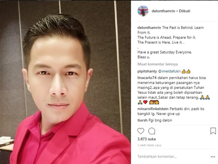 Unggahan Delon di instagram