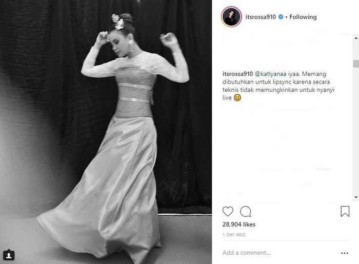 Rossa membeberkan alasan aksi lipsync-nya di upacara pembukaan Asian Games 2018 - instagram.com/itsrossa910/