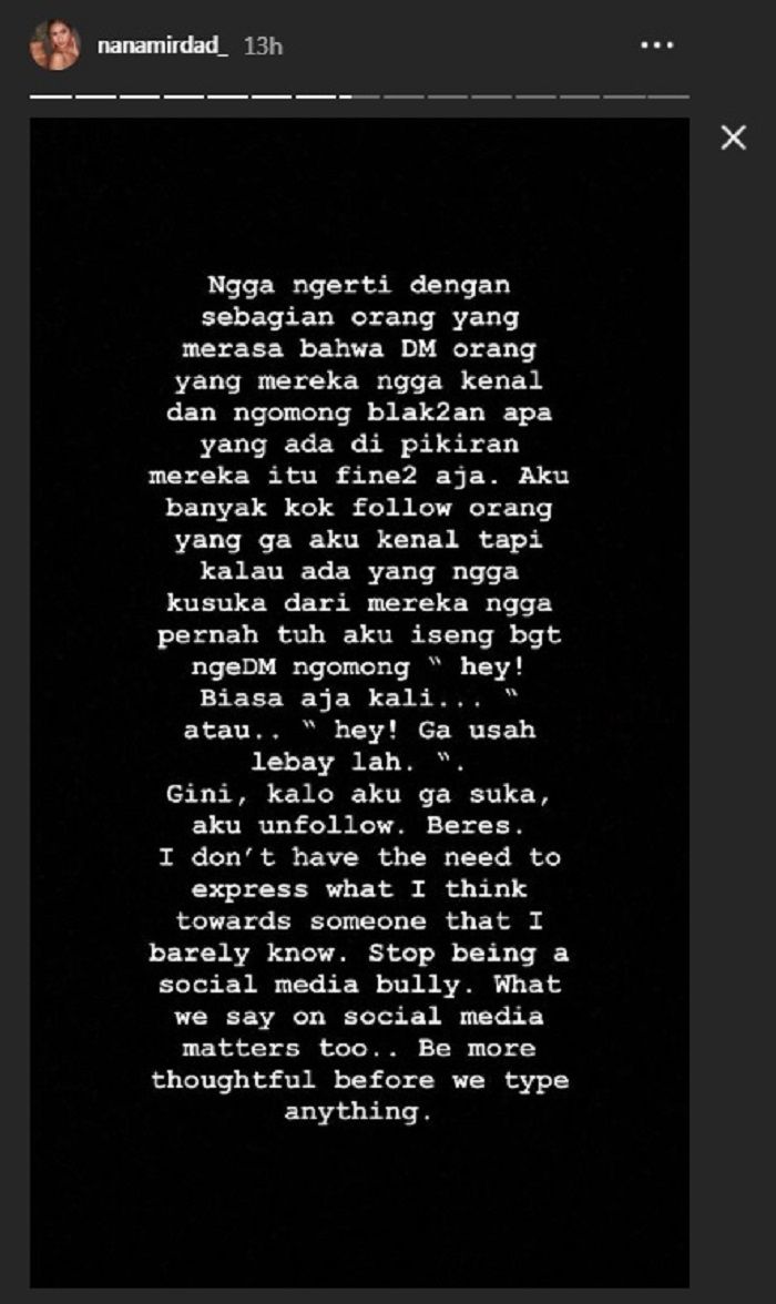Curhatan Nana Mirdad yang merasa dinyinyiri netizen atas gaya bicaranya.
