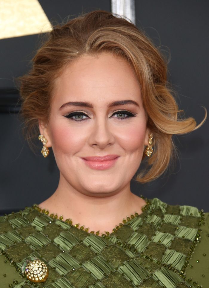 LOS ANGELES, CA - FEBRUARY 12: Singer Adele arrives at The 59th GRAMMY Awards at Staples Center on F
