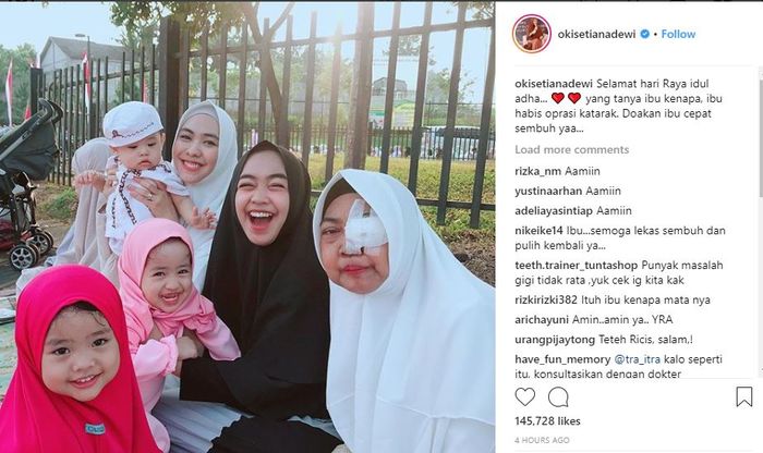 Oki Setiana Dewi dan keluarga