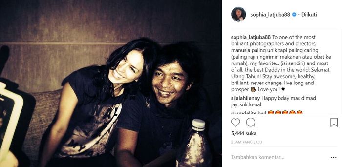 Unggahan Sophia Latjuba untuk ulang tahun Dimas Djay