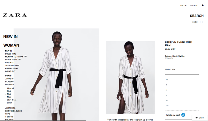 Harga Striped Tunic With Belt by Zara dalam Poundsterling