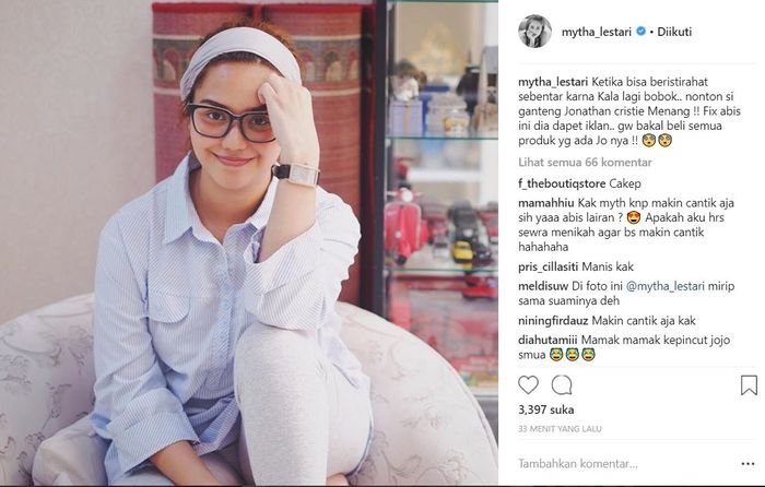 Mytha Lestari bakal memborong produk yang diiklankan oleh Jonathan Christie.