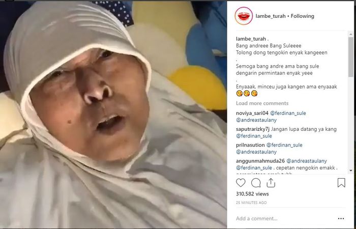 Mak Nyak minta dijenguk Andre Taulany dan Sule.