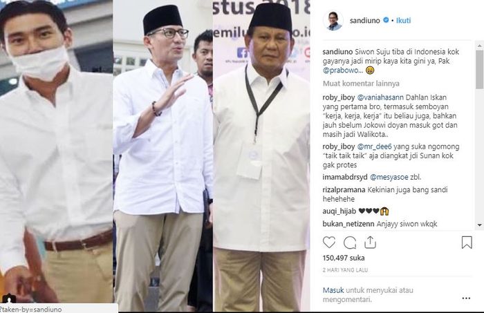 Postingan Sandiaga Uno
