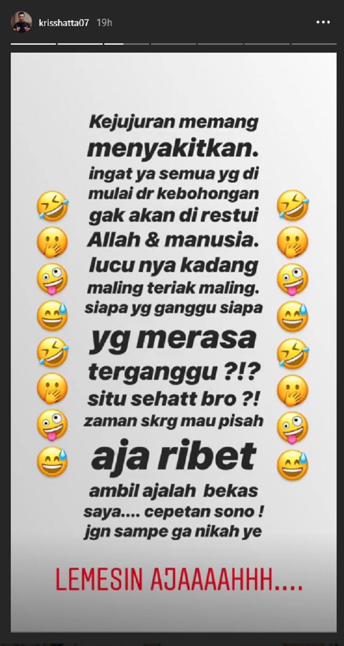 Unggahan Kriss Hatta (Instagram/krisshatta07)