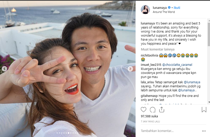 Unggahan Luna Maya yang menyiratkan kandasnya hubungan dengan Reino Barack