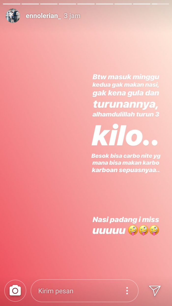 Ungkapan bahagia Enno saat berhasil menurunkan berat badannya