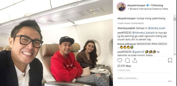Eko Patrio, Raffi Ahmad, dan Ayu Ting Ting ke Palembang.