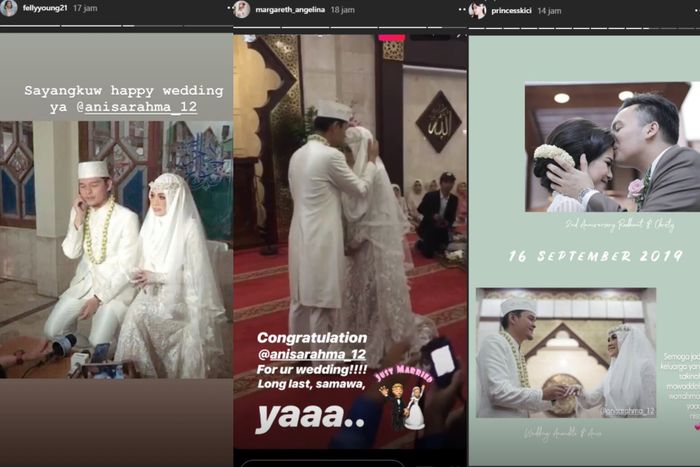Para personel Cherrybelle yang tak hadir ikut beri ucapan selamat untuk Anisa dan Dito lewat instagram