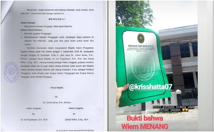 surat penolakan gugatan Hilda Vitria