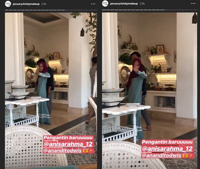 Anisa Rahmah dan sang suami tertangkap kamera saat hendak sarapan bareng