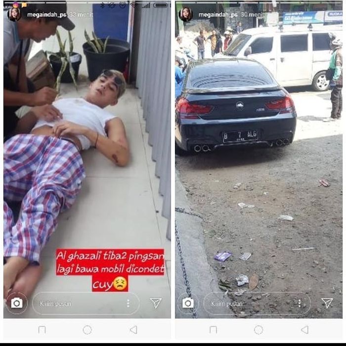 Potret kondisi Al Ghazali setelah ditolong karena pingsan mendadak ketika mengendarai mobil