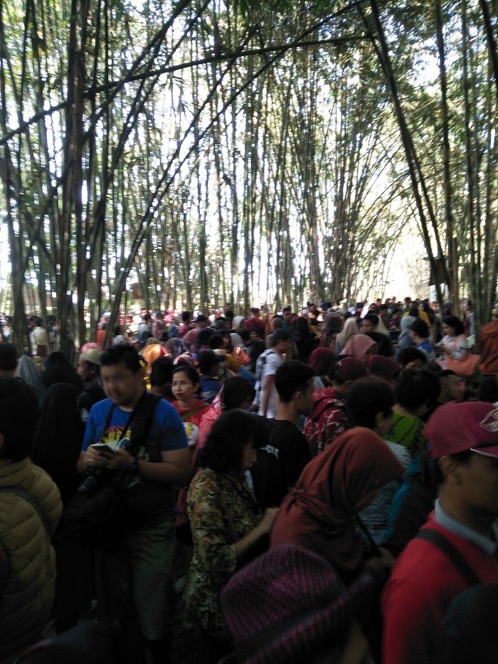 Pengunjung telah memadati pasar sejak pagi hari.