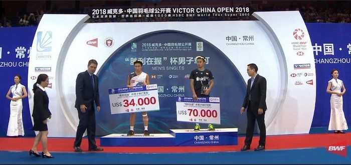 Ginting berhasil mengalahkan Kento Momota