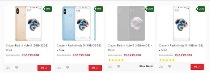 Harga Redmi Note 5 di Erafone