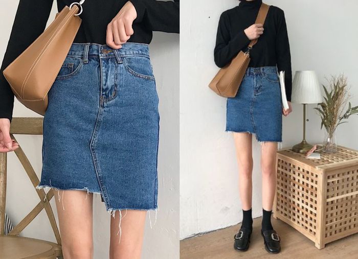 High Waist Deconstructed Wrap Denim Skirt