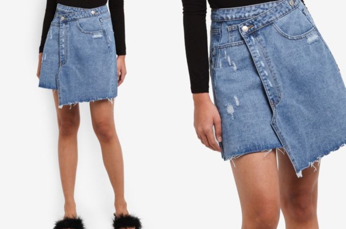 Something Borrowed - Deconstructed Denim Mini Skirt
